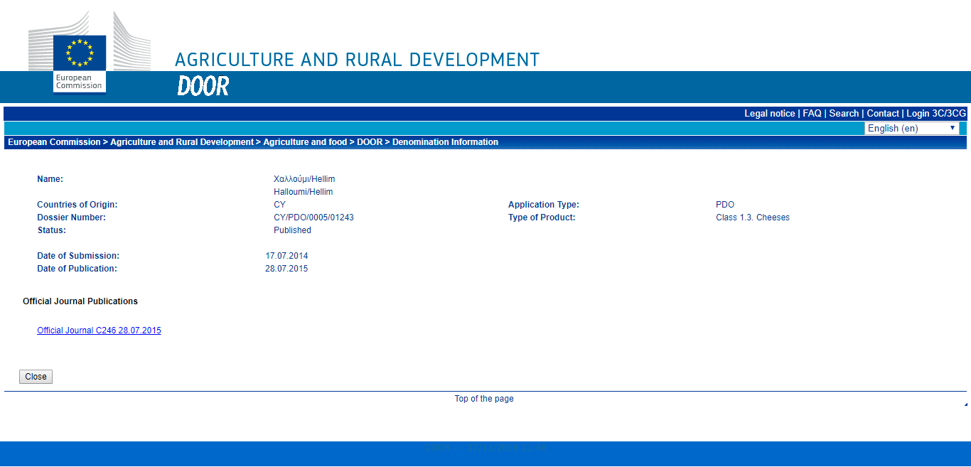 哈罗米奶酪Halloumi原产地保护信息，来自EU DOOR数据库.png